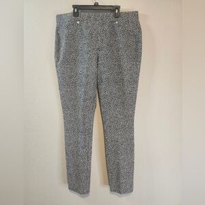 Micheal Kors Black And White‎ Leopard Print Pocketed Stretch Denim Pants Size XL